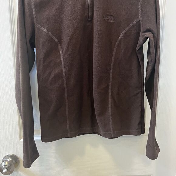 The North Face Brown Quarter Zip Fleece Pullover Top TKA 100 Women’s Size M - Picture 3 of 12